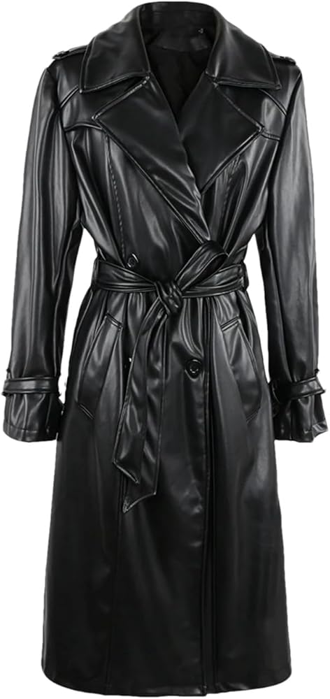 Women Leather Trench Coat